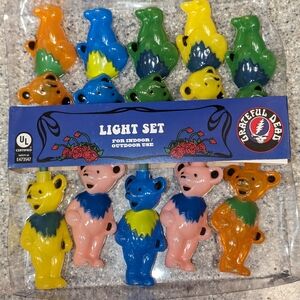 Grateful Dead Set Of 10 Bear Lamps Patio String Lights Indoor/Outdoor